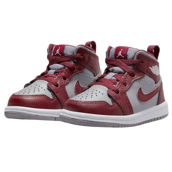 Nike Air Jordan 1 Mid Sneaker DQ8425 615 Cherrywood Red Grey Toddler